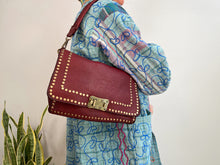Load image into Gallery viewer, STUD WASHED LEATHER BAG BURGUNDY