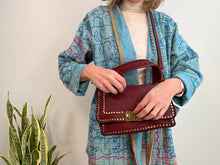 Load image into Gallery viewer, STUD WASHED LEATHER BAG BURGUNDY