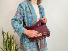 Load image into Gallery viewer, STUD WASHED LEATHER BAG BURGUNDY