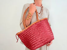 Load image into Gallery viewer, Two-tone basket bag - red