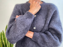 Load image into Gallery viewer, MOHAIR BUTTON FRONT CARDIGAN - GRAY