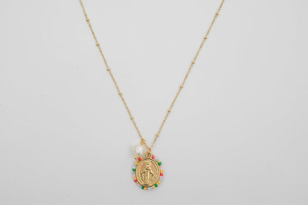 NEW MEDAL NECKLACE -  MULTICOLOR