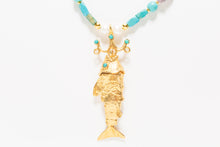 Charger l'image dans la galerie, GOLD FISH LONG NECKLACE - TURQUOISE