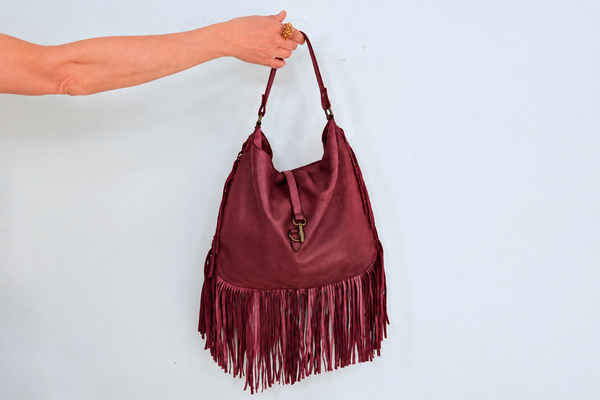 FRINGE BAG -  burgundy