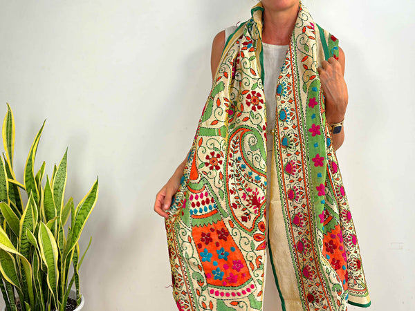 EMBROIDERY SILK SCARF 19