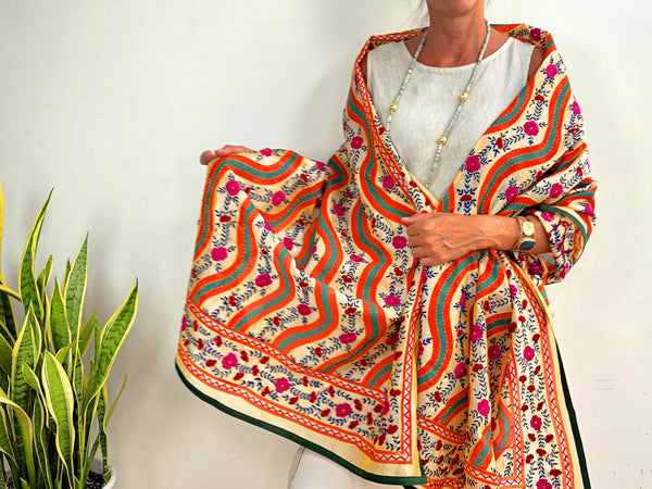 EMBROIDERY SILK SCARF 18