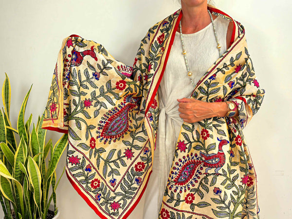 EMBROIDERY SILK SCARF 17