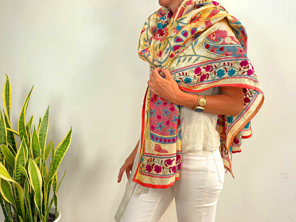 EMBROIDERY SILK SCARF 14