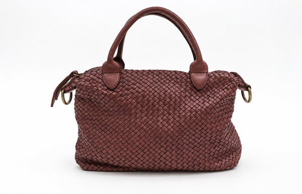 BRAIDED LEATHER BAG CHOCO