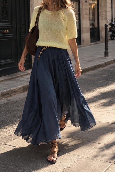 VOILE COTTON SKIRT NAVY
