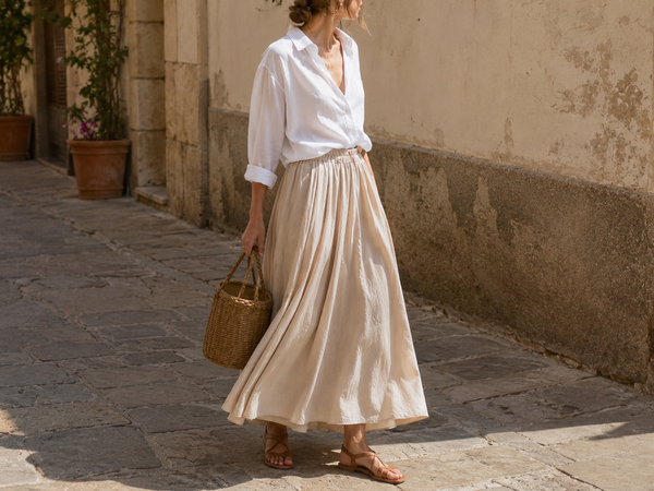 VOILE COTTON SKIRT - CREAM