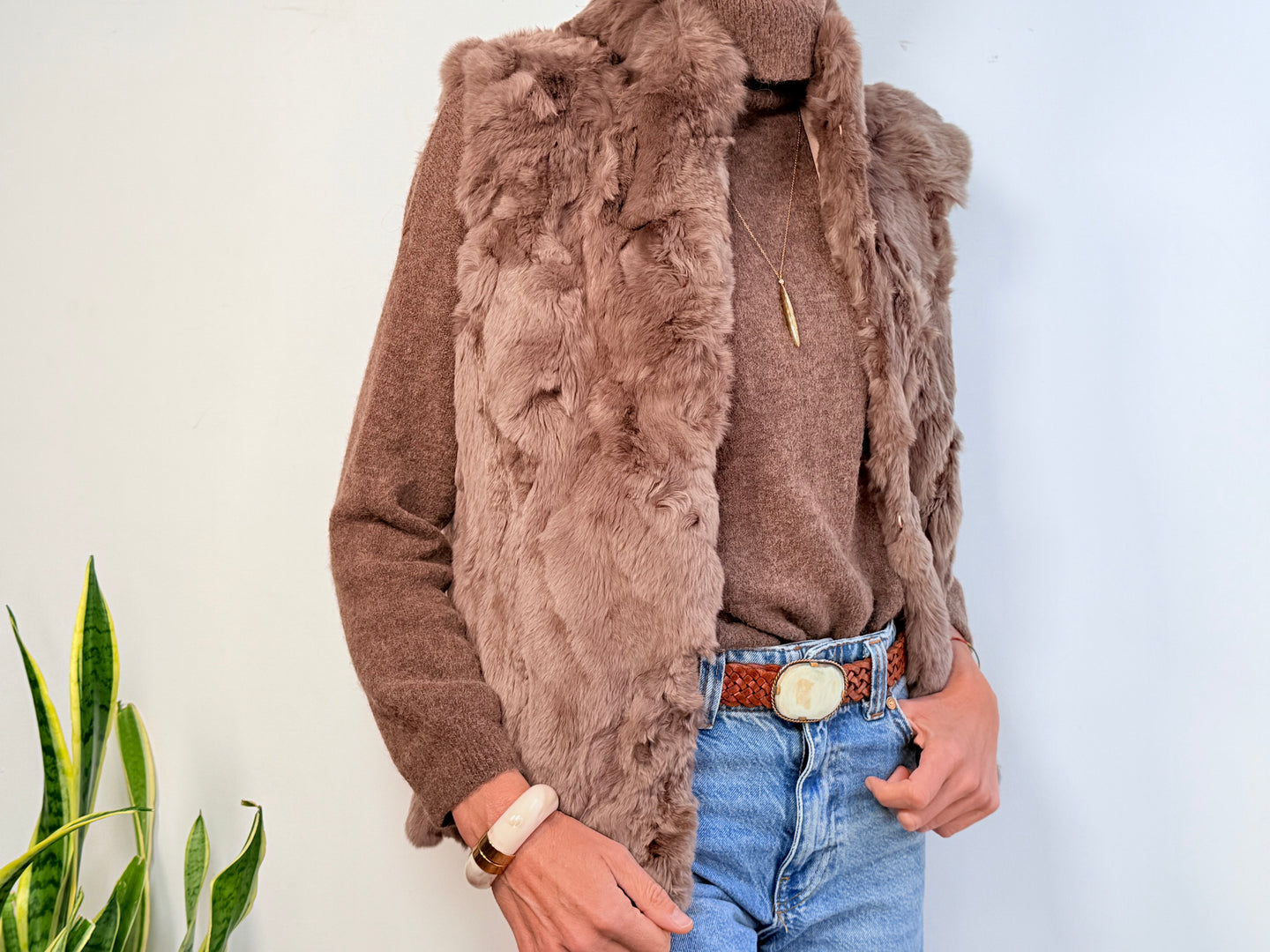 FUR VEST - CAMEL