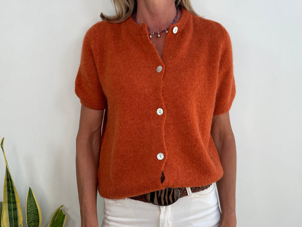INGRID ALPACA SHORT SLEEVE - BROWN