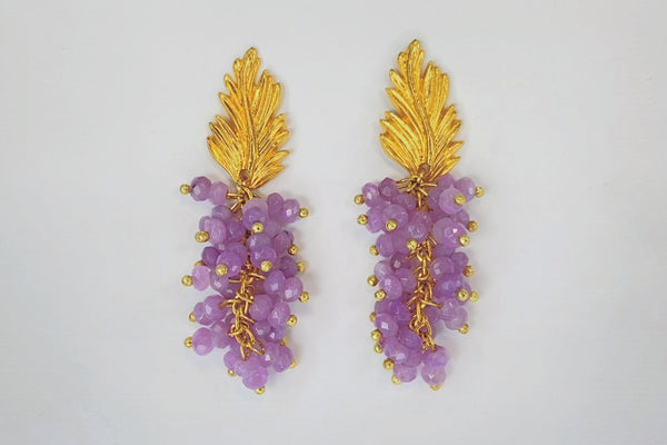 LONG GRAPE EARRING - MAUVE