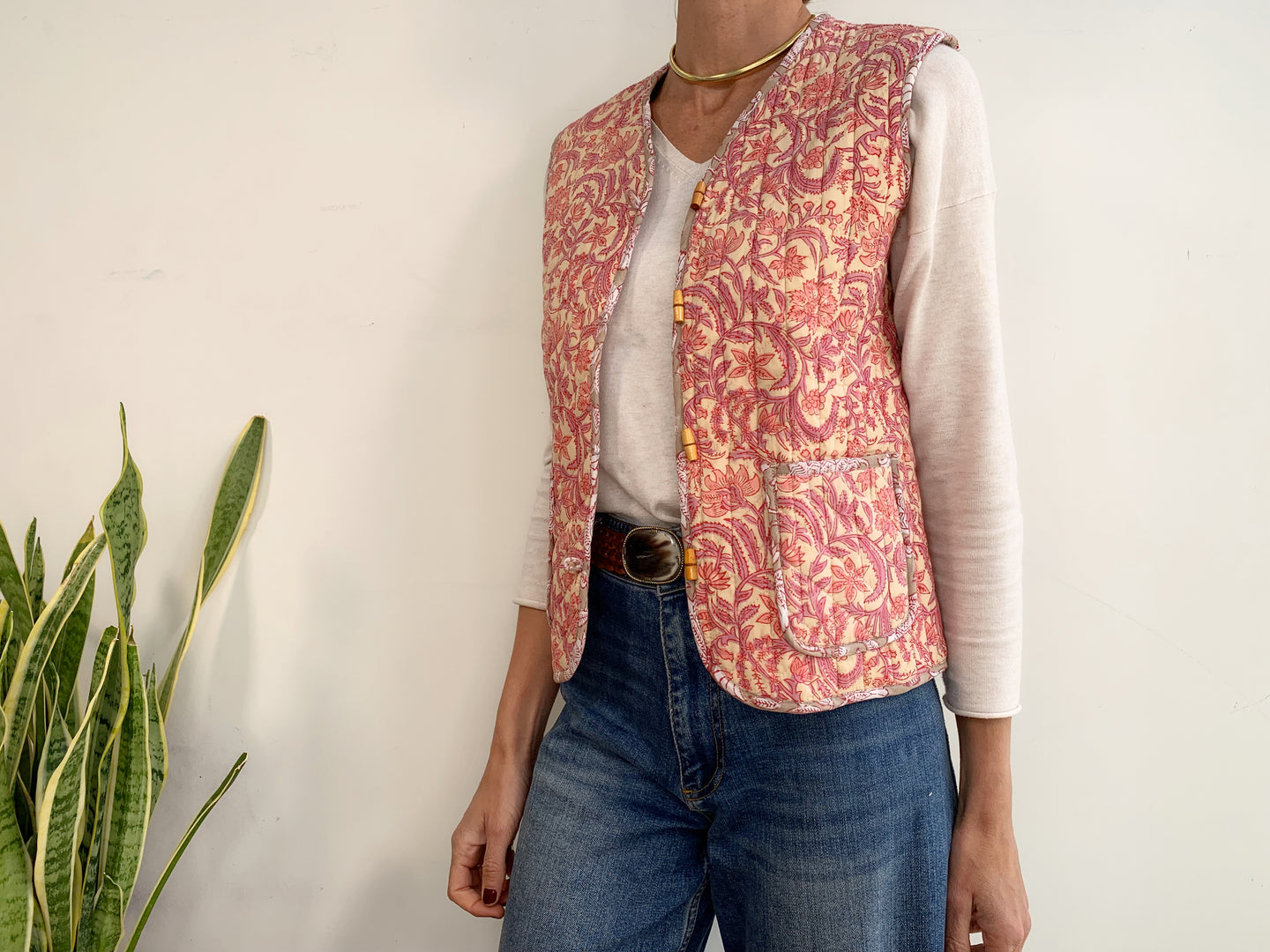 QUILTED VEST  PINK