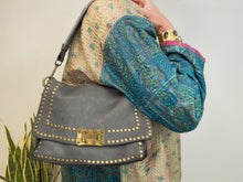 Load image into Gallery viewer, STUD WASHED LEATHER BAG GREY
