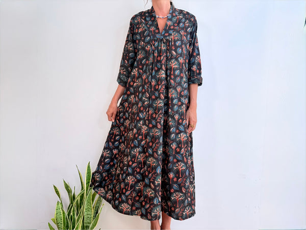 INDIGO DRESS - BLUE TREES