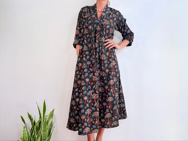 INDIGO DRESS - BLUE TREES