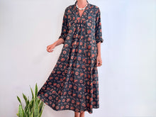 Cargar imagen en el visor de la galería, INDIGO DRESS - BLUE FLOWERS
