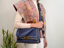 Load image into Gallery viewer, STUD WASHED LEATHER BAG BLUE
