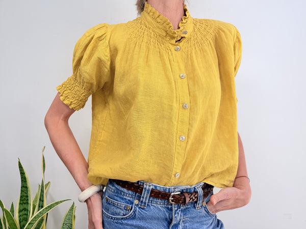 SHORT SLEEVE LINEN SHIRT - PISTACHIO