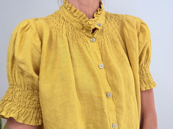 SHORT SLEEVE LINEN SHIRT - PISTACHIO