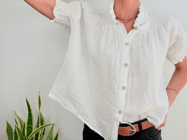 SHORT SLEEVE LINEN SHIRT - GREEN