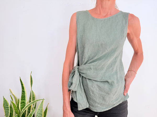 SHORT SLEEVE LINEN SHIRT - PISTACHIO