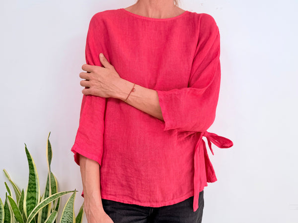 CAMISA LINO LAZO - FUCSIA