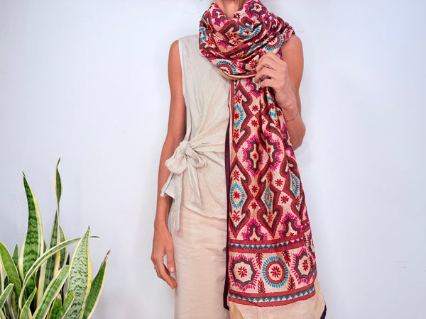 EMBROIDERY SILK SCARF 23