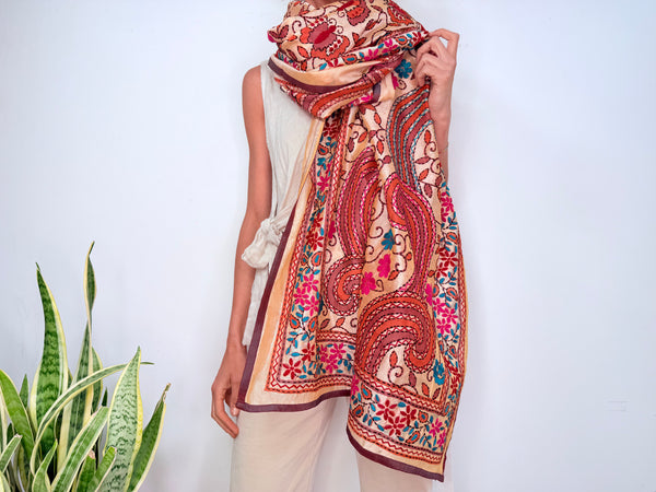 EMBROIDERY SILK SCARF 18