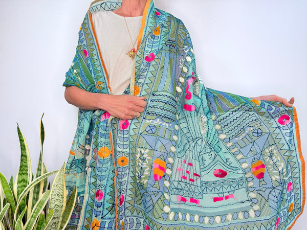 EMBROIDERY SILK SCARF 14