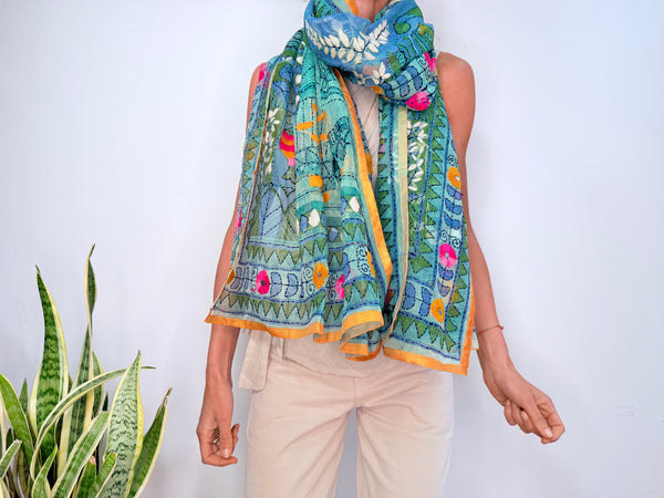 EMBROIDERY SILK SCARF 14