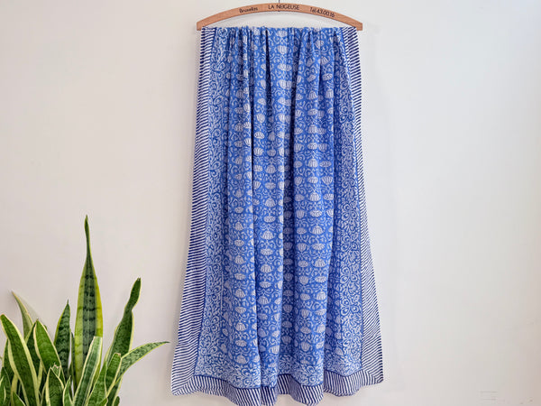 BLOCK PRINT PAREO - BLUE