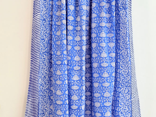 BLOCK PRINT PAREO - BLUE