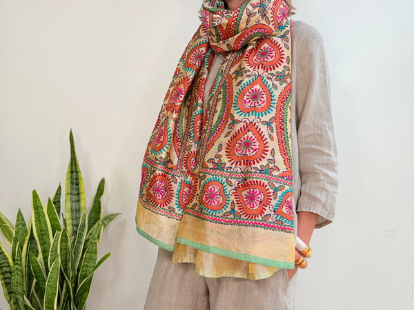 EMBROIDERY SILK SCARF 8