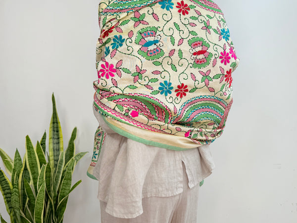EMBROIDERY SILK SCARF 14