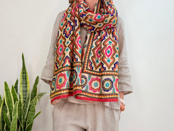 EMBROIDERY SILK SCARF 15