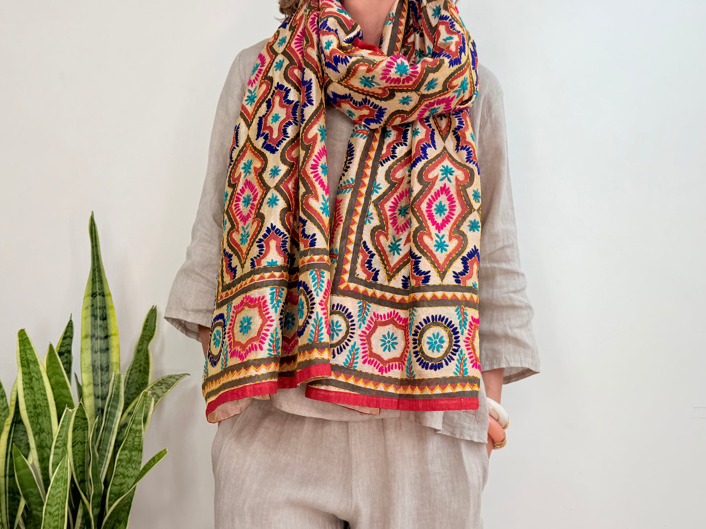 EMBROIDERY SILK SCARF 15