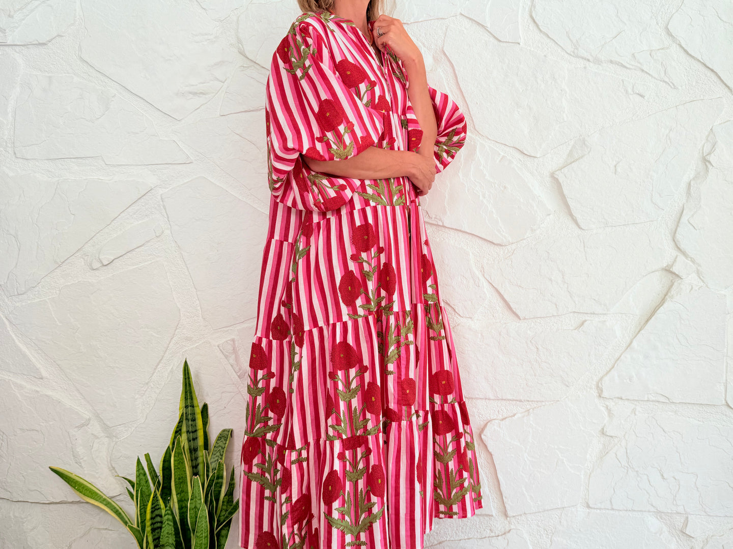 SAINT-TROPEZ - ROTES GESTREIFTES KLEID