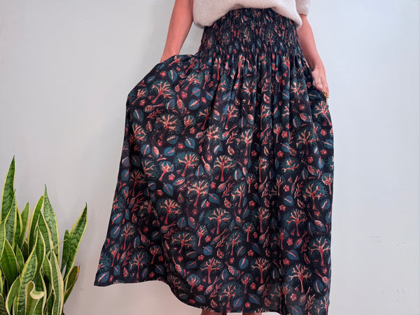 INDIGO SKIRT - BLUE TREES