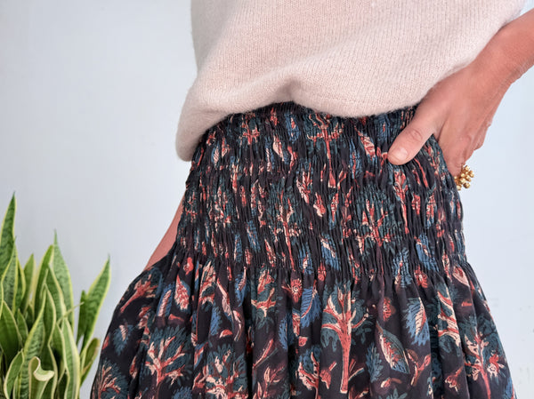 INDIGO SKIRT - BLUE TREES