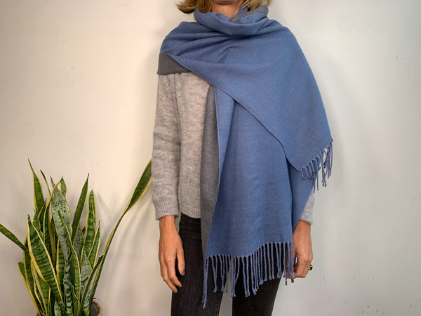 TWO-TONE SCARF - BLUE & GREY