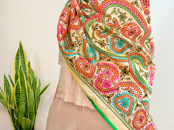 EMBROIDERY SILK SCARF 18
