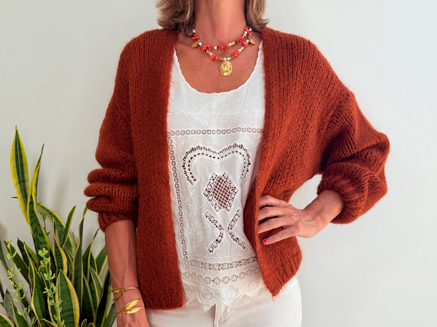 LU MOHAIR BOLERO - BROWN