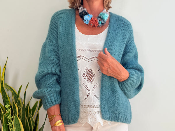 LU MOHAIR BOLERO - TURQUOISE