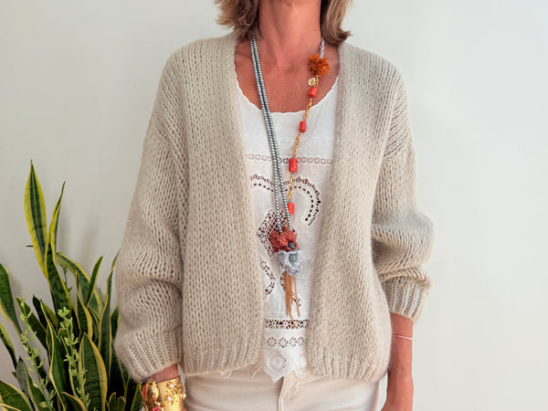 LU MOHAIR BOLERO - BEIGE