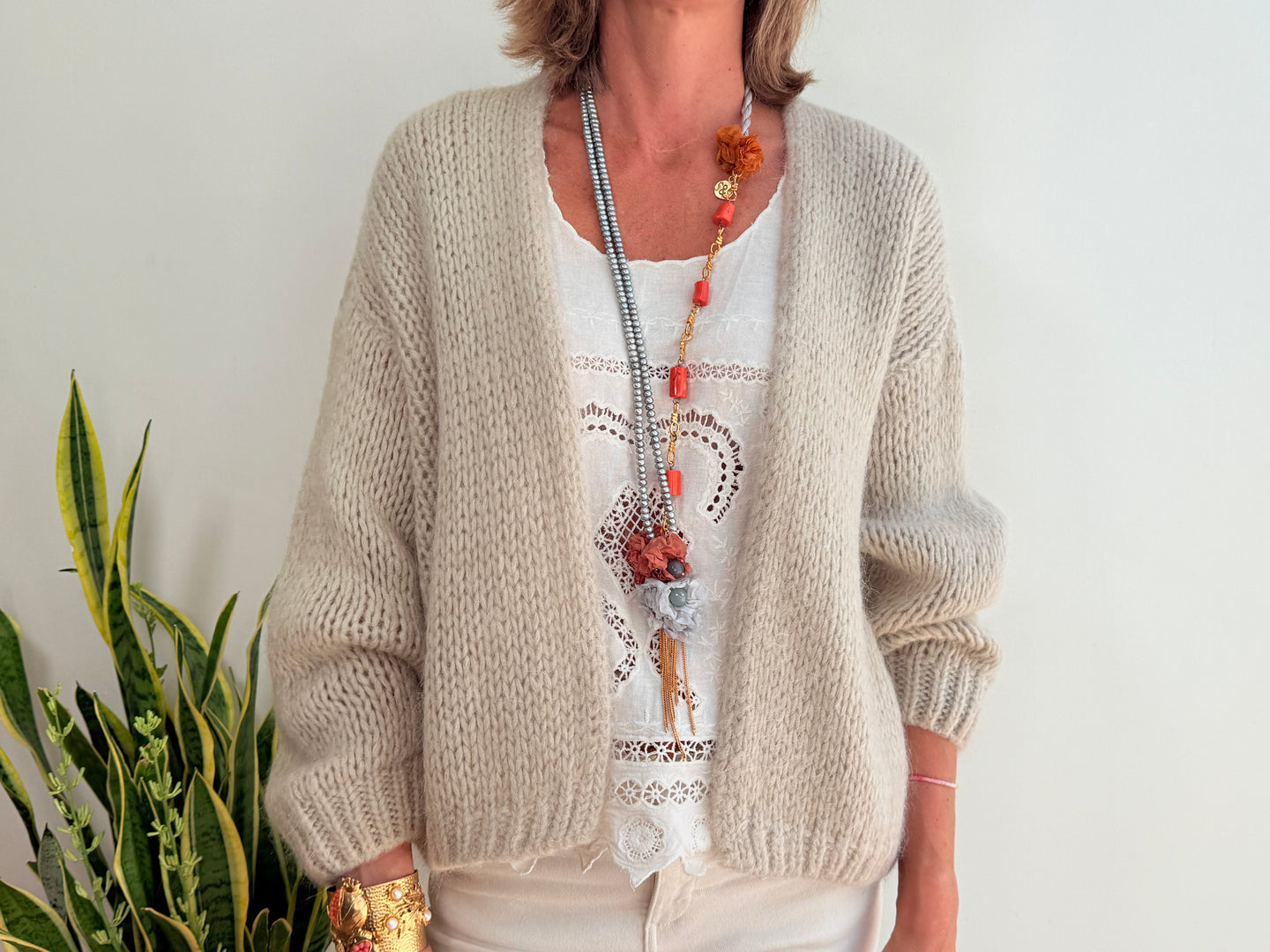 LU MOHAIR BOLERO - BEIGE