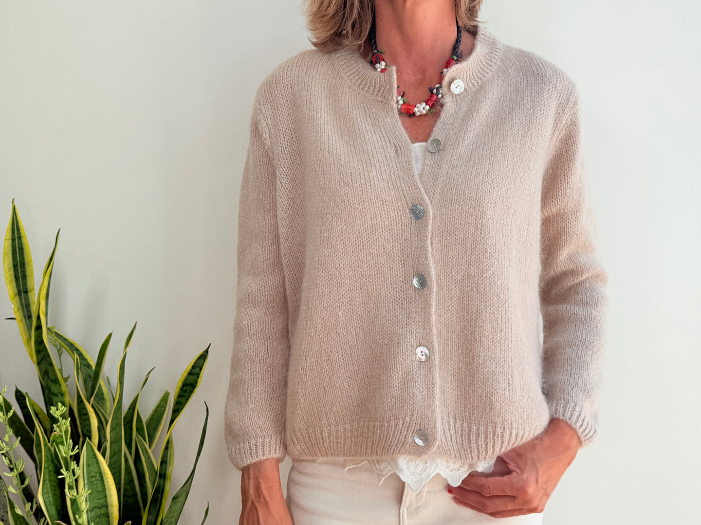 CAROLINE MOHAIR CARDIGAN - BEIGE