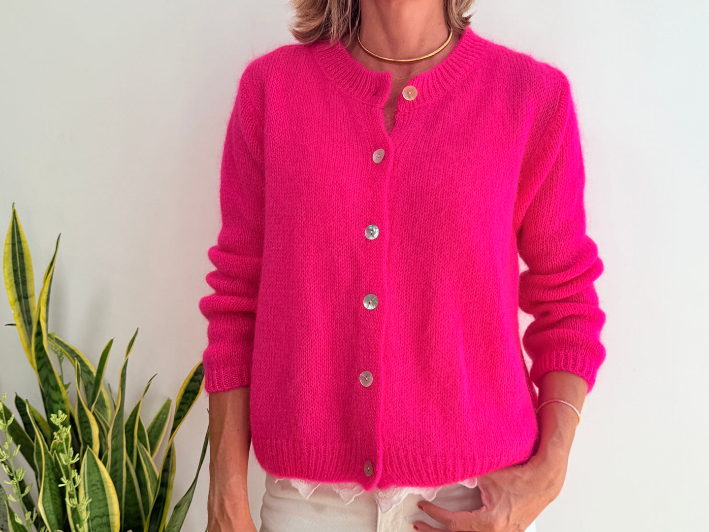 CAROLINE MOHAIR CARDIGAN - FUCSIA